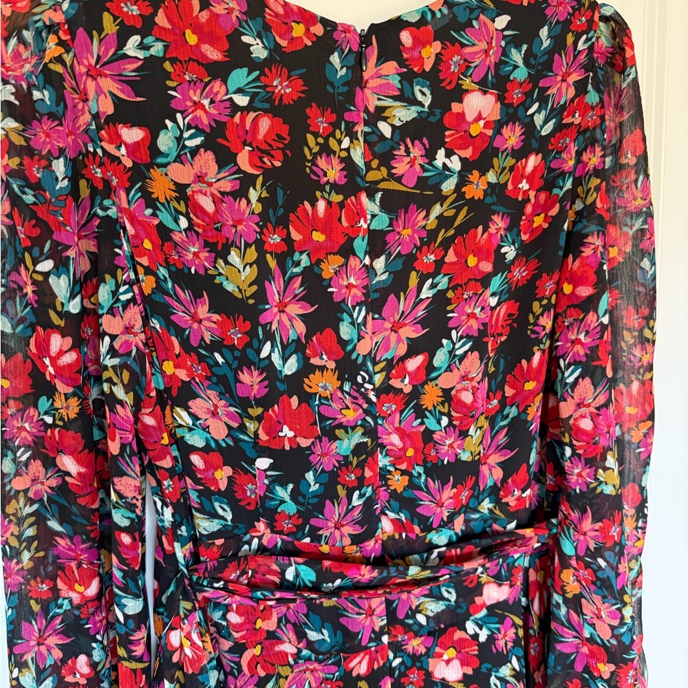 NWT! MSK Medium Floral V-Neck Long Sleeve Dress - Picture 12 of 13